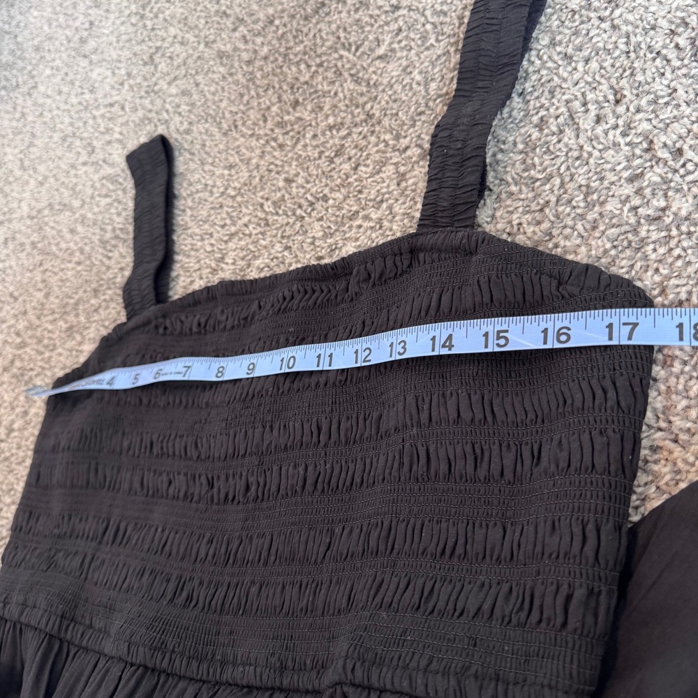 NWOT Lea Black Sleeveless Smocked Top Tiered Maxi Dress Women's Size 1X Cotton - Picture 5 of 7